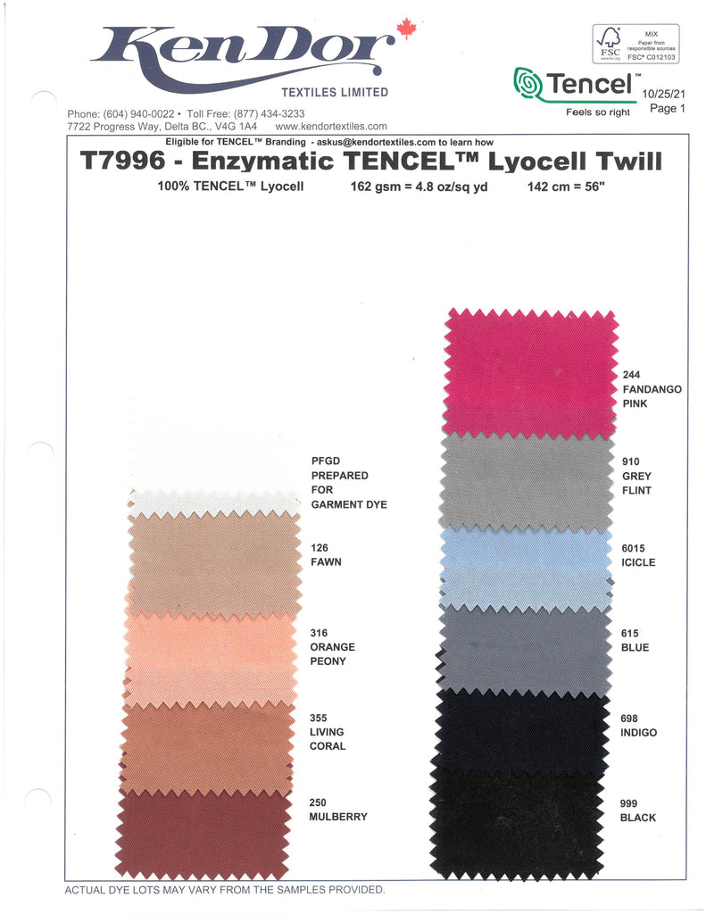 T7996 - Enzymatic TENCEL™ Lyocell Twill