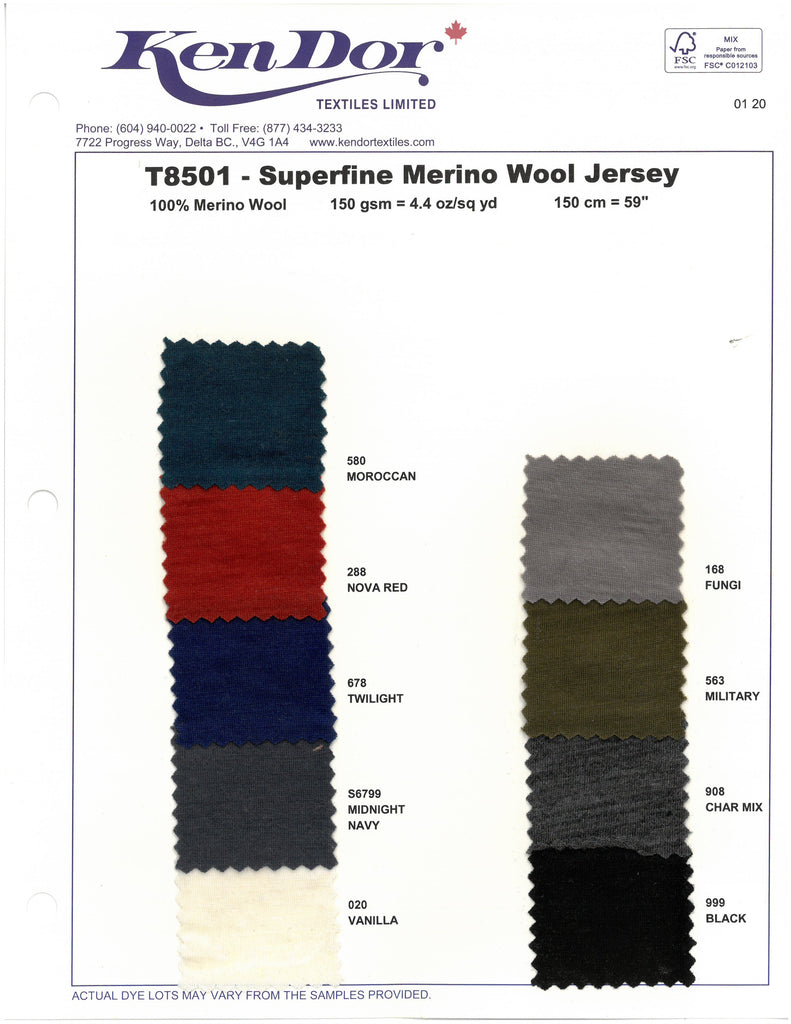 T8501 - Jersey de laine mérinos superfine